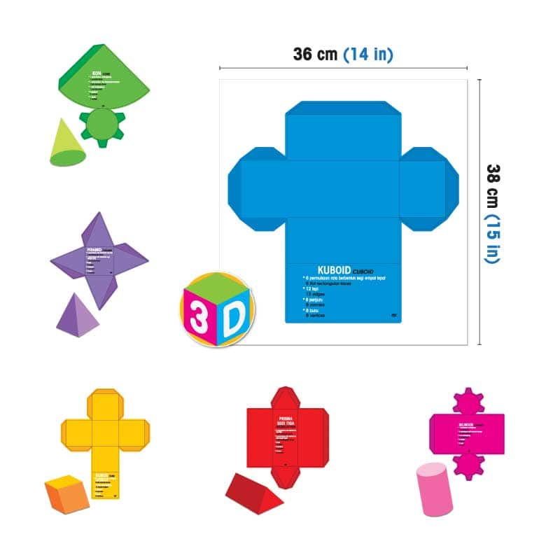 Set Demo Bentuk 3D - 3D展开图
